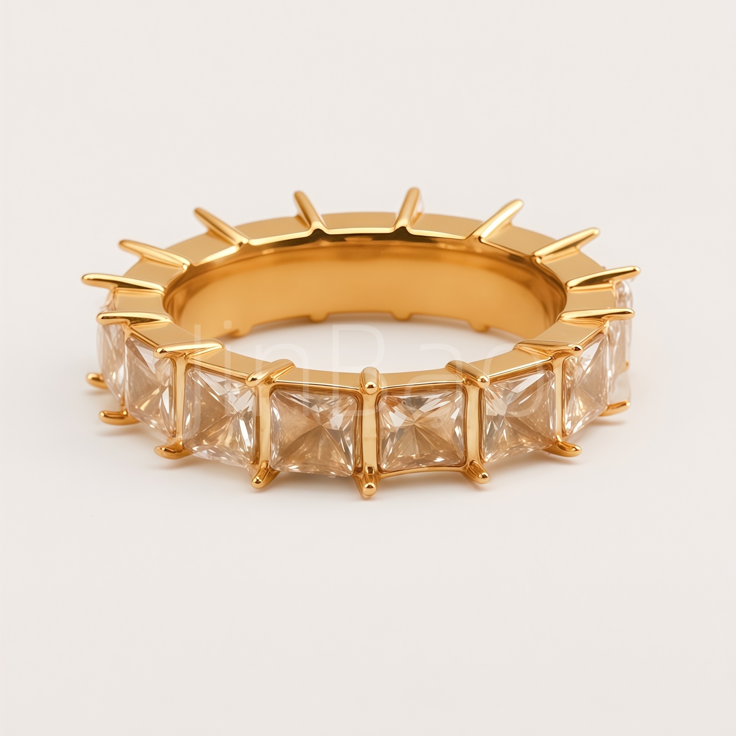 Princess Cut Champagne CZ Full Eternity Women's Ring | E0048