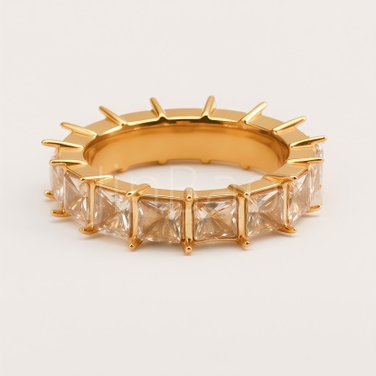 Princess Cut Champagne CZ Full Eternity Women's Ring | E0048
