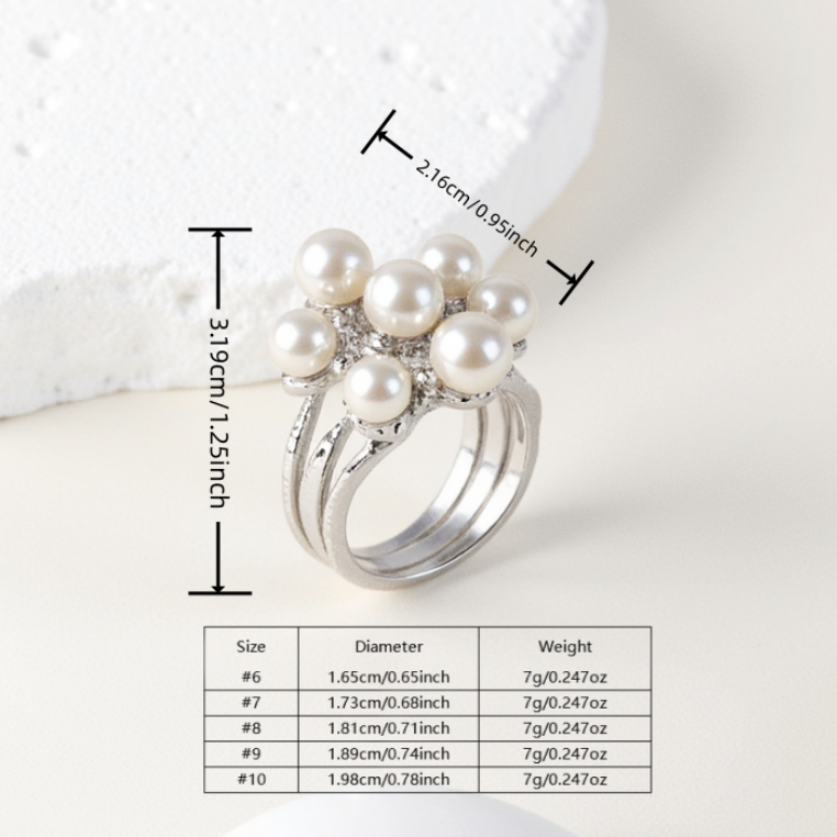 Floral Pearl Design Stainless Steel Women's Ring丨K003672-JinBaoJewerly