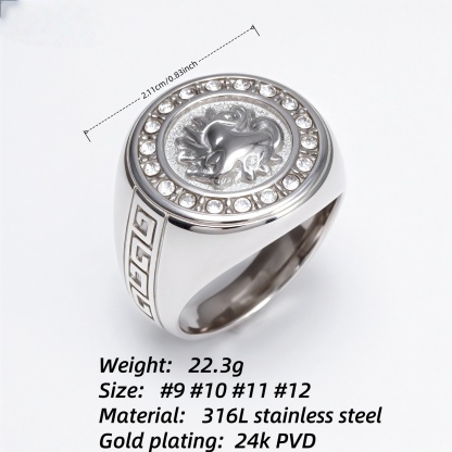Metal - Carved Diamond - Inlaid Ring - Trendy Myth - Inspired Unisex Accessory | DZ1021-JinBaoJewerly