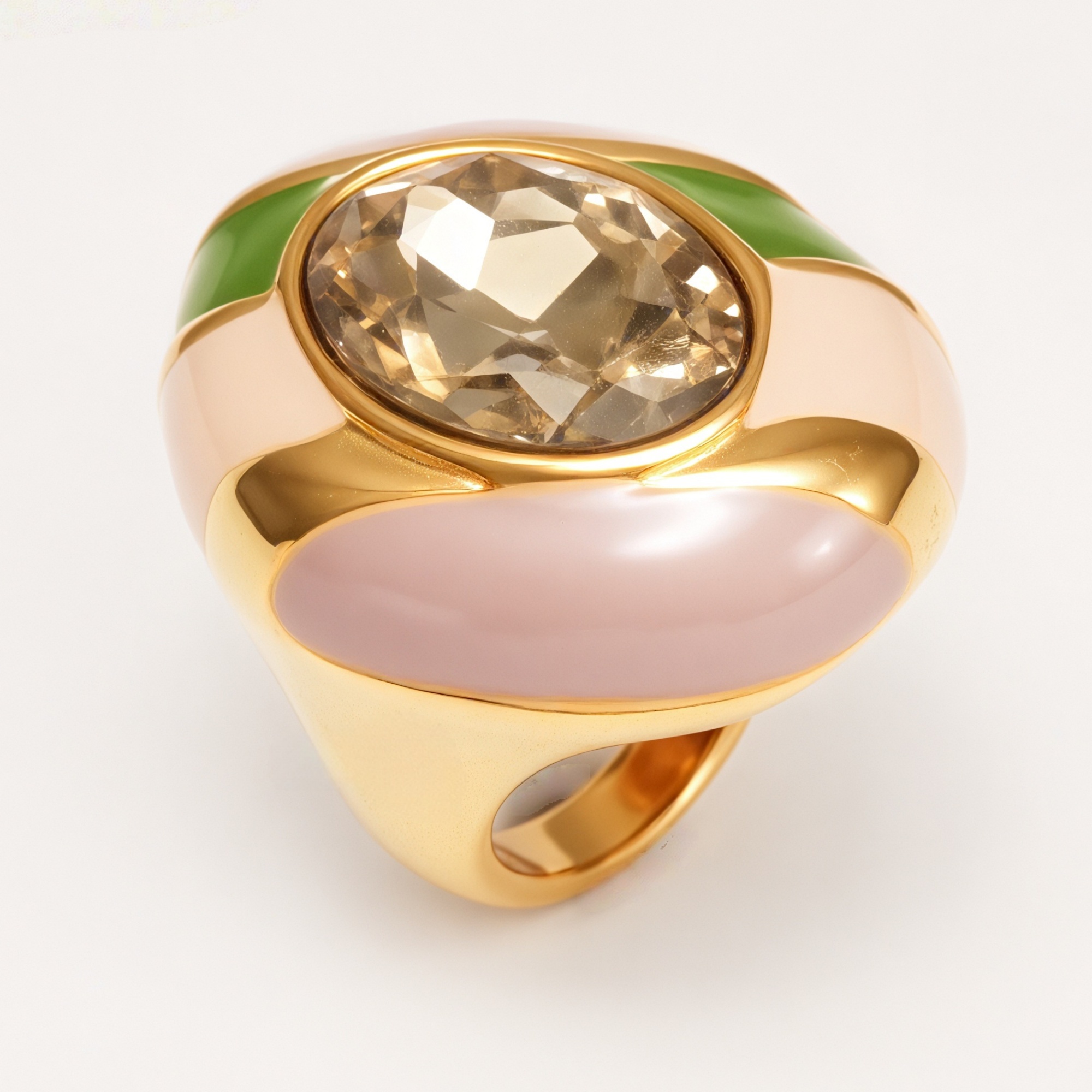 Luxury Enamel Gemstone Inlaid Stainless Steel Women's Ring | G004462JHU-JinBaoJewerly