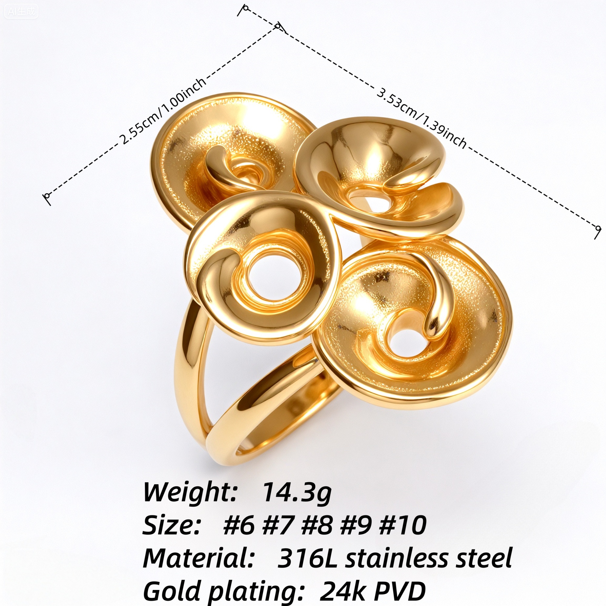 Metal Artistic Flower Ring - Trendy and Elegant Unisex Accessory | G004482-JinBaoJewerly