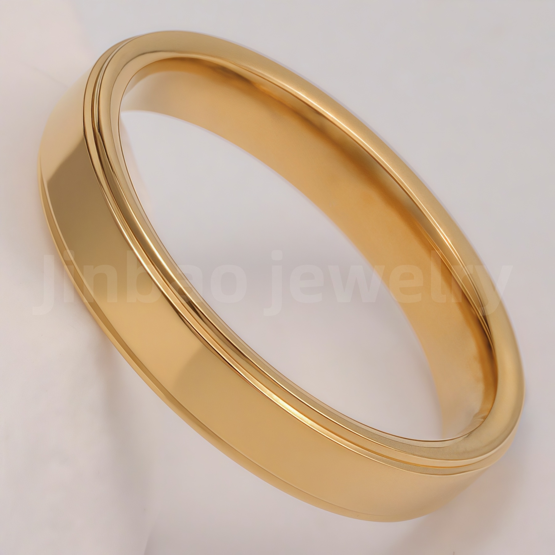 24K Gold-Plating Stainless Steel Personalized Various Crafts Men's Waterproof Ring  4MM-JinBaoJewerly