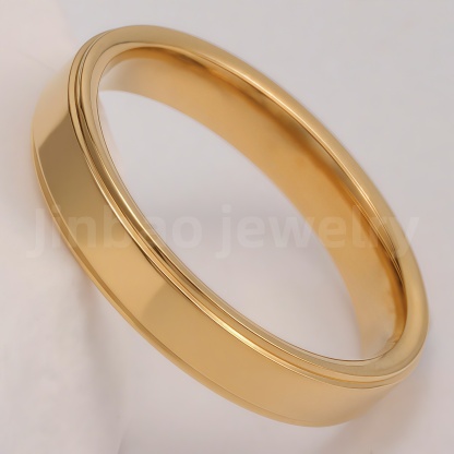 24K Gold-Plating Stainless Steel Personalized Various Crafts Men's Waterproof Ring  4MM-JinBaoJewerly