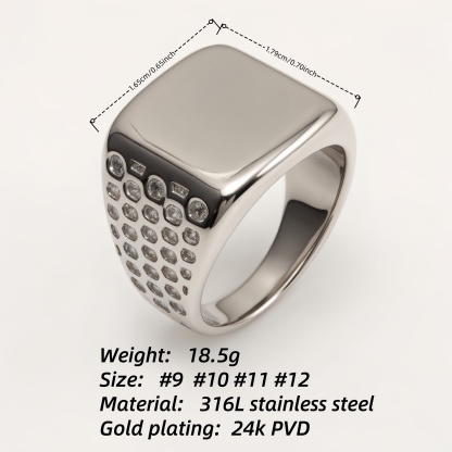 Classic Polished Silver Square Ring - Daily Versatile Plain Band | DZ1111G-JinBaoJewerly