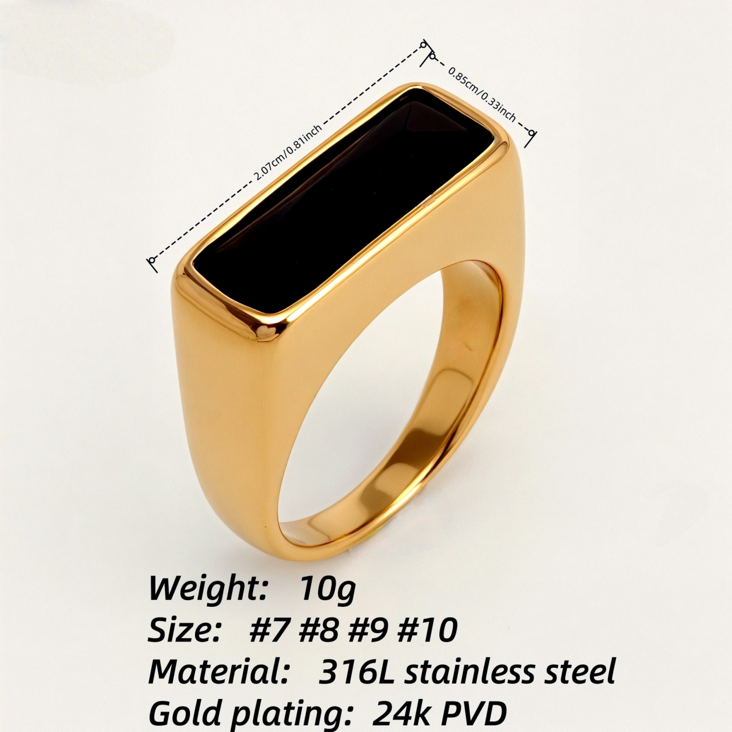 Gold - Inlaid Rectangular Gem Ring - Minimalist and Stylish Jewelry | K003723-JinBaoJewerly
