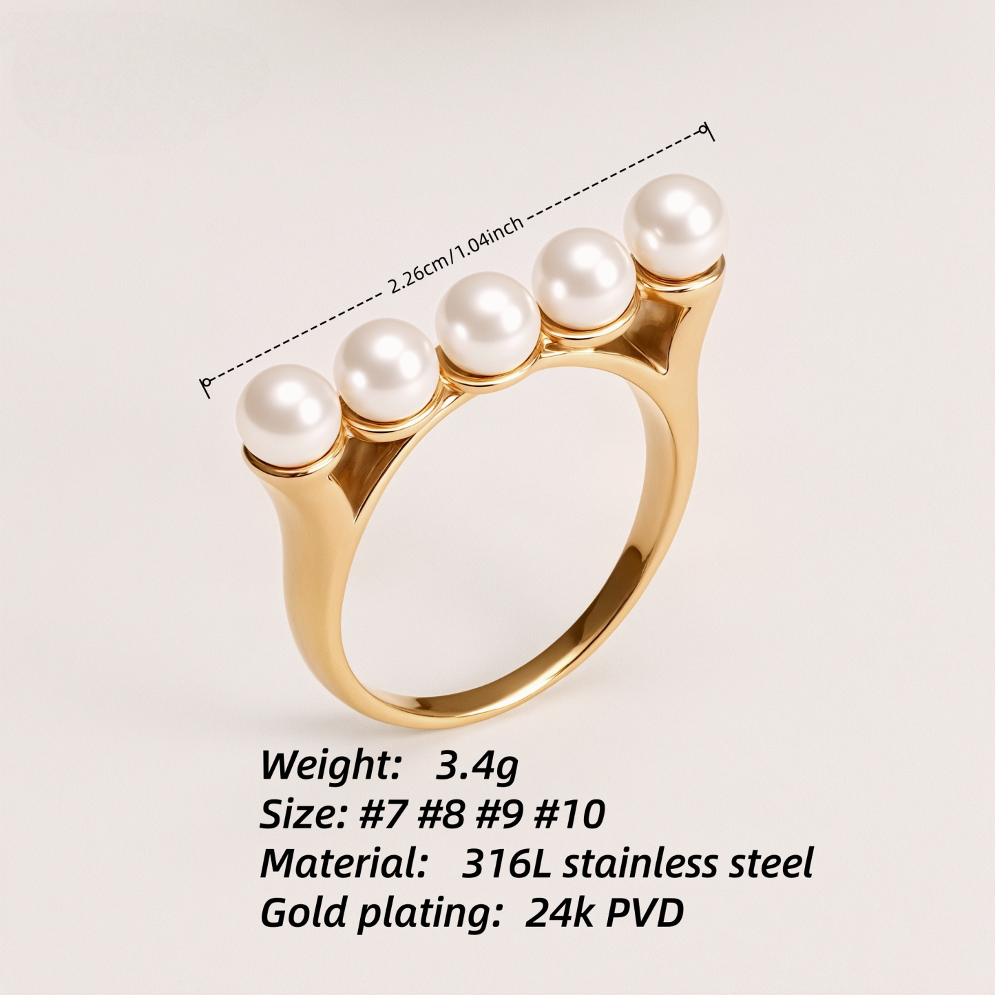 Metallic Texture Pearl Ring - Trendy and Versatile Unisex Accessory