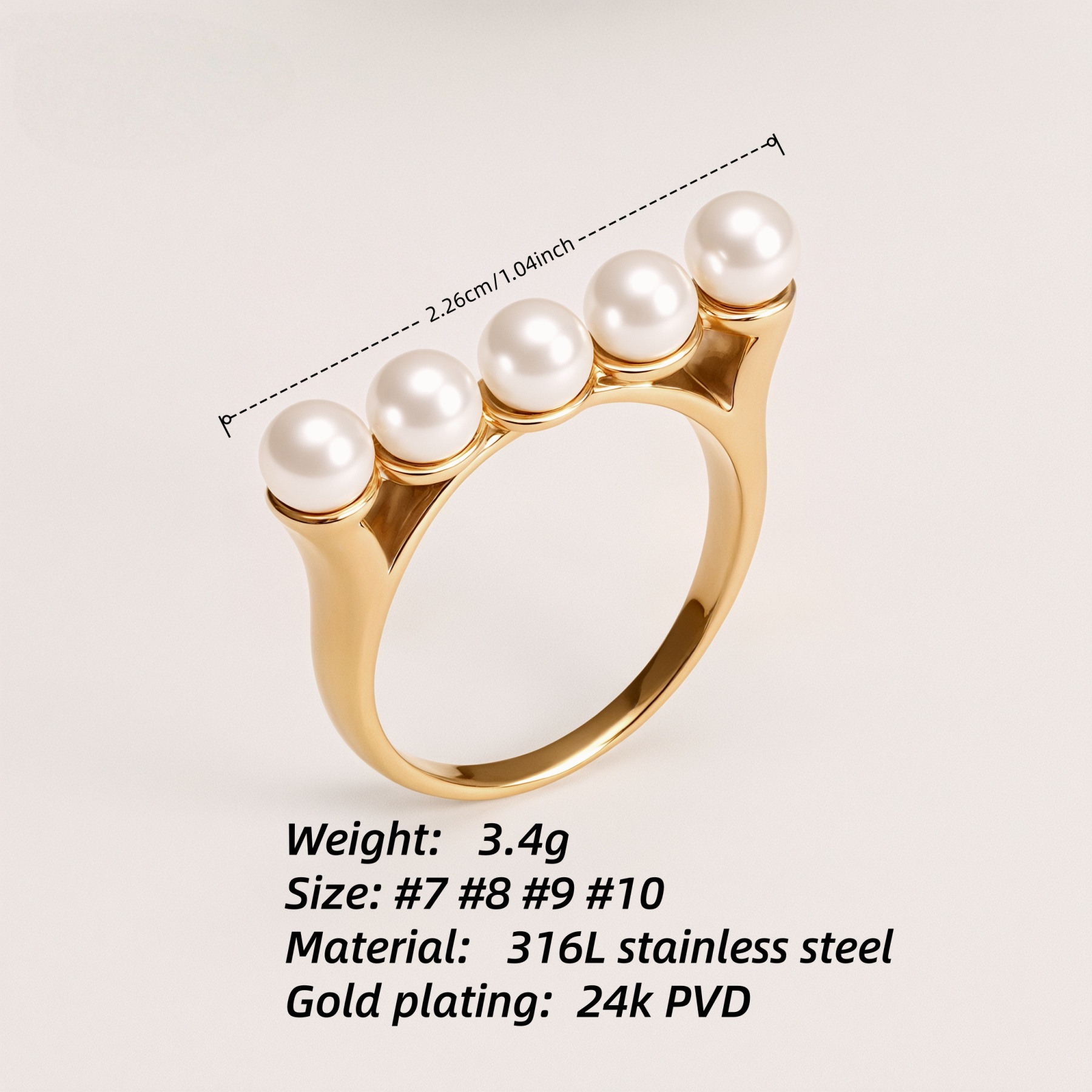 Metallic Texture Pearl Ring - Trendy and Versatile Unisex Accessory