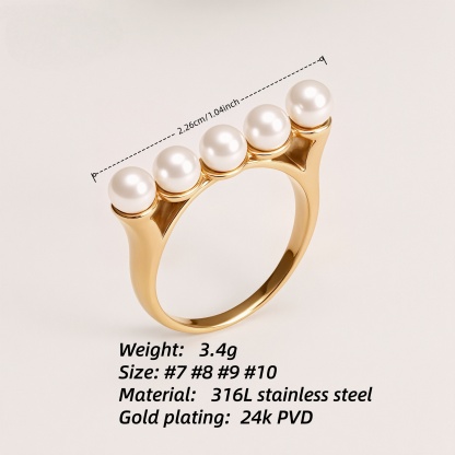 Metallic Texture Pearl Ring - Trendy and Versatile Unisex Accessory