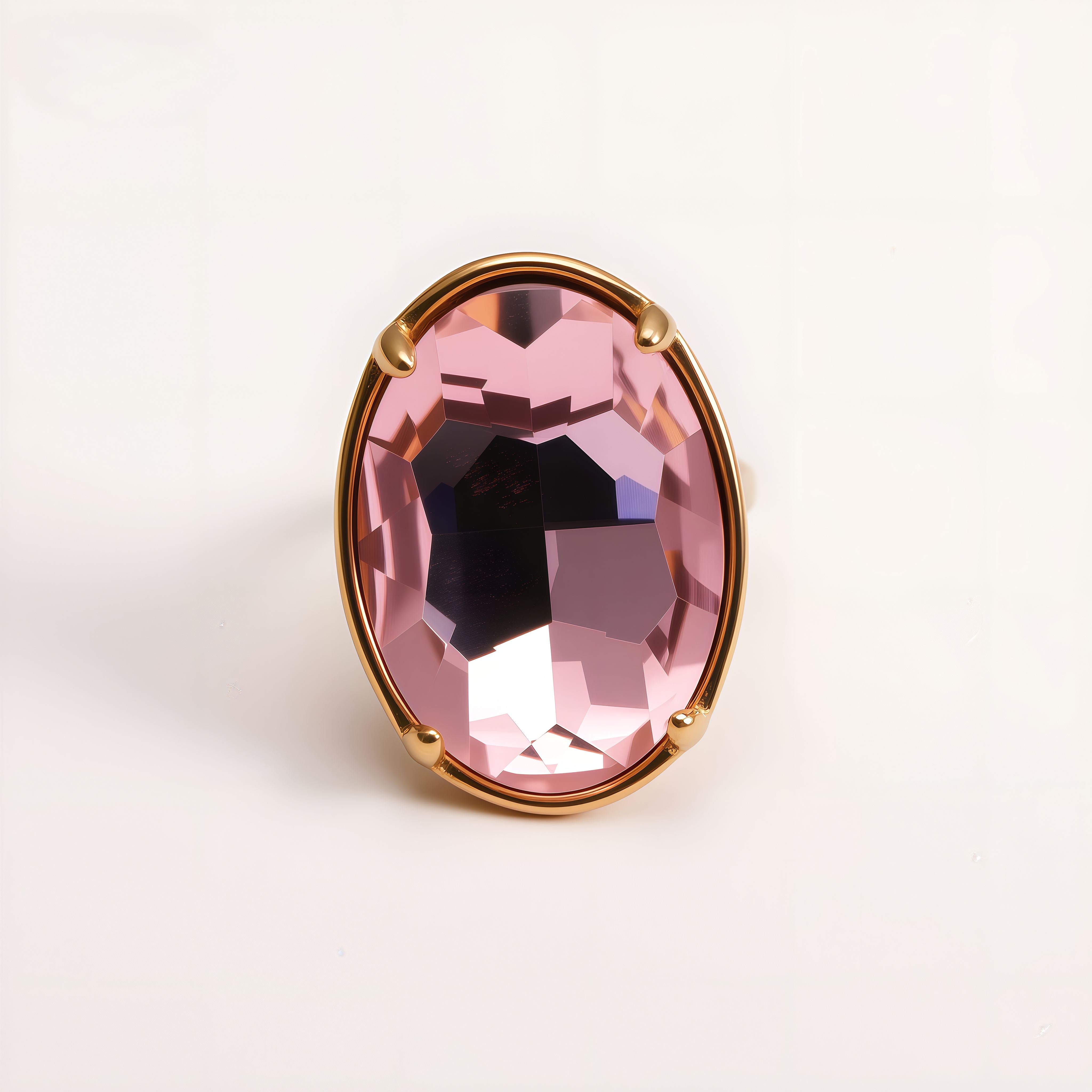 Gold Plated Stainless Steel Oval Citrine Gemstone Ring for Women Fashion for Party & Daily Wear