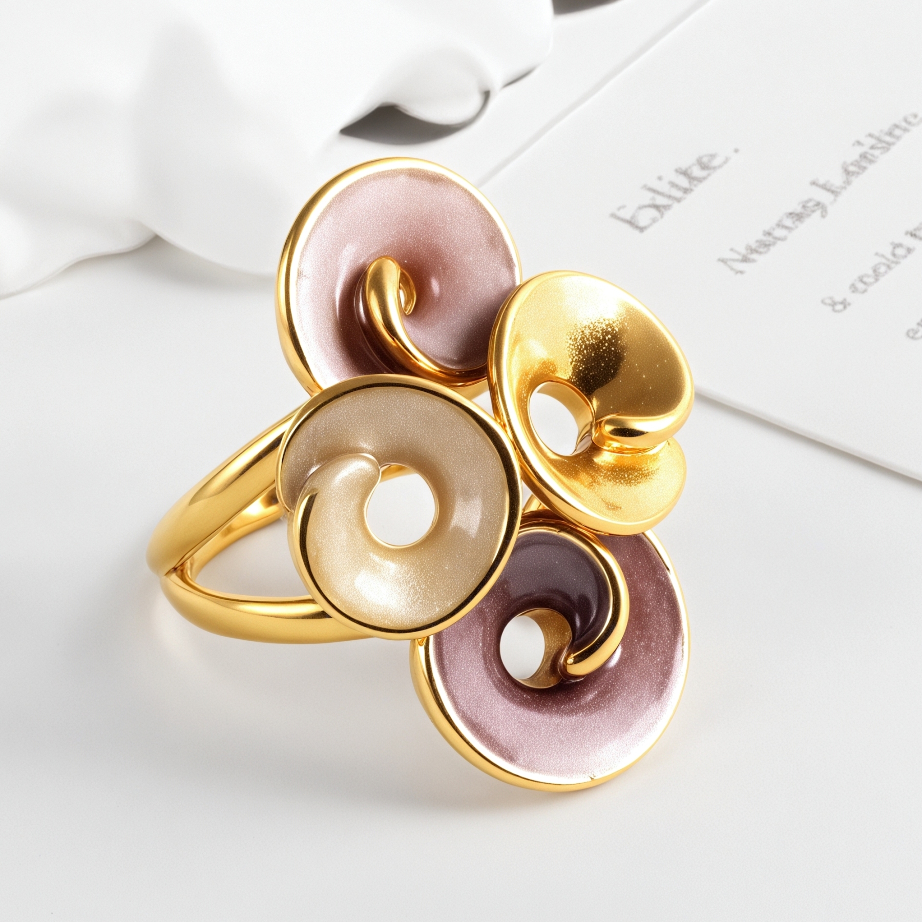 Creative Leaf Design Epoxy Resin Stainless Steel Women's Ring-JinBaoJewerly