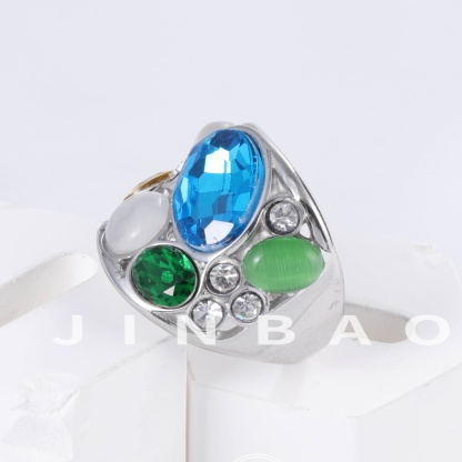 Colorful Stainless Steel Gemstone Ring Classic Fashion Women Ring | G004645-JinBaoJewerly
