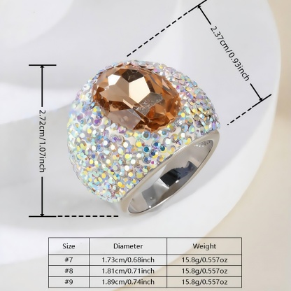Shiny Rhinestone Inlaid Luxury Personalized Stainless Steel Women's Ring | BL224-JinBaoJewerly