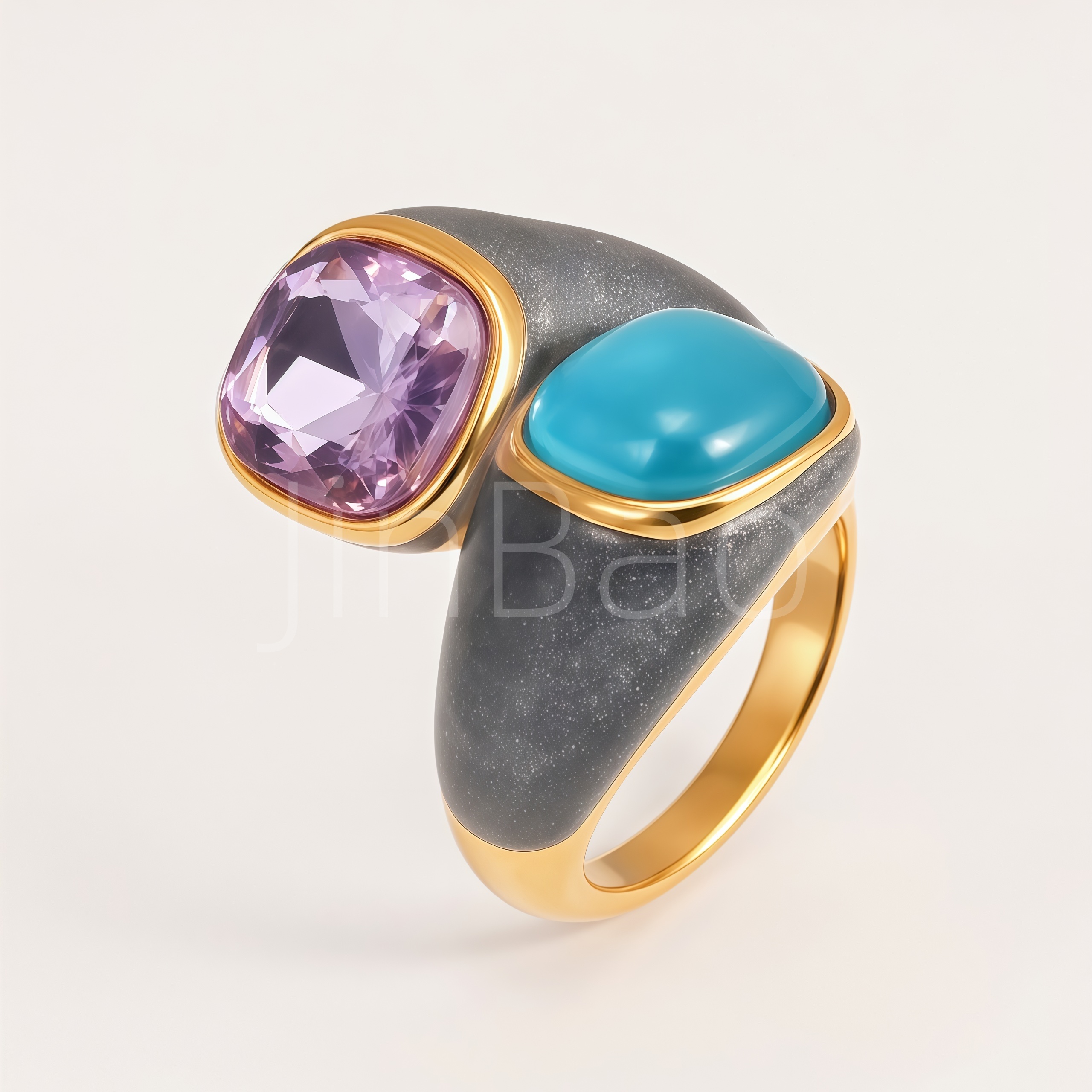 Square-Cut Colorful Gem Women Statement Ring | E00579