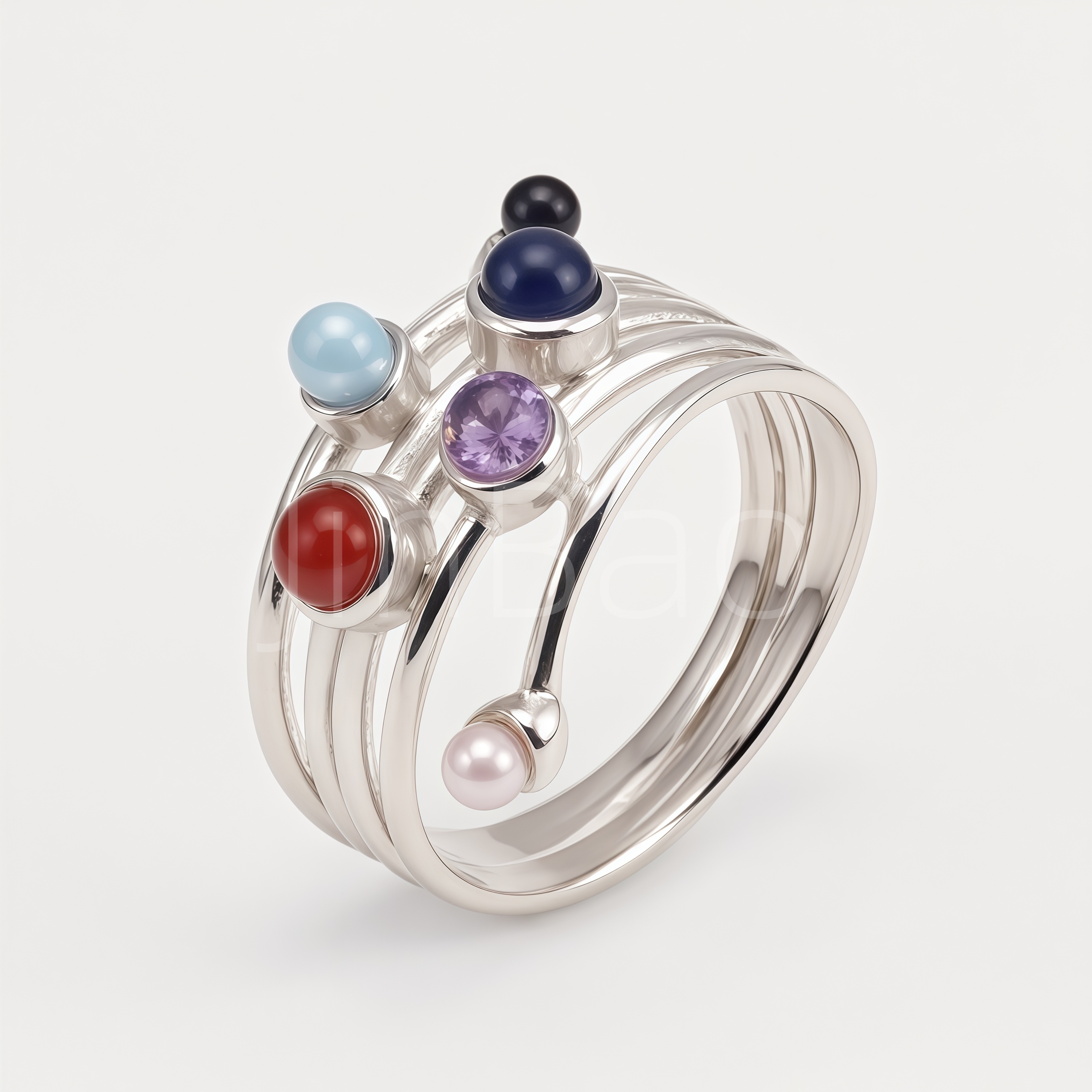 Modern Multi‑Strand Colorful Gem Women Ring | E00563