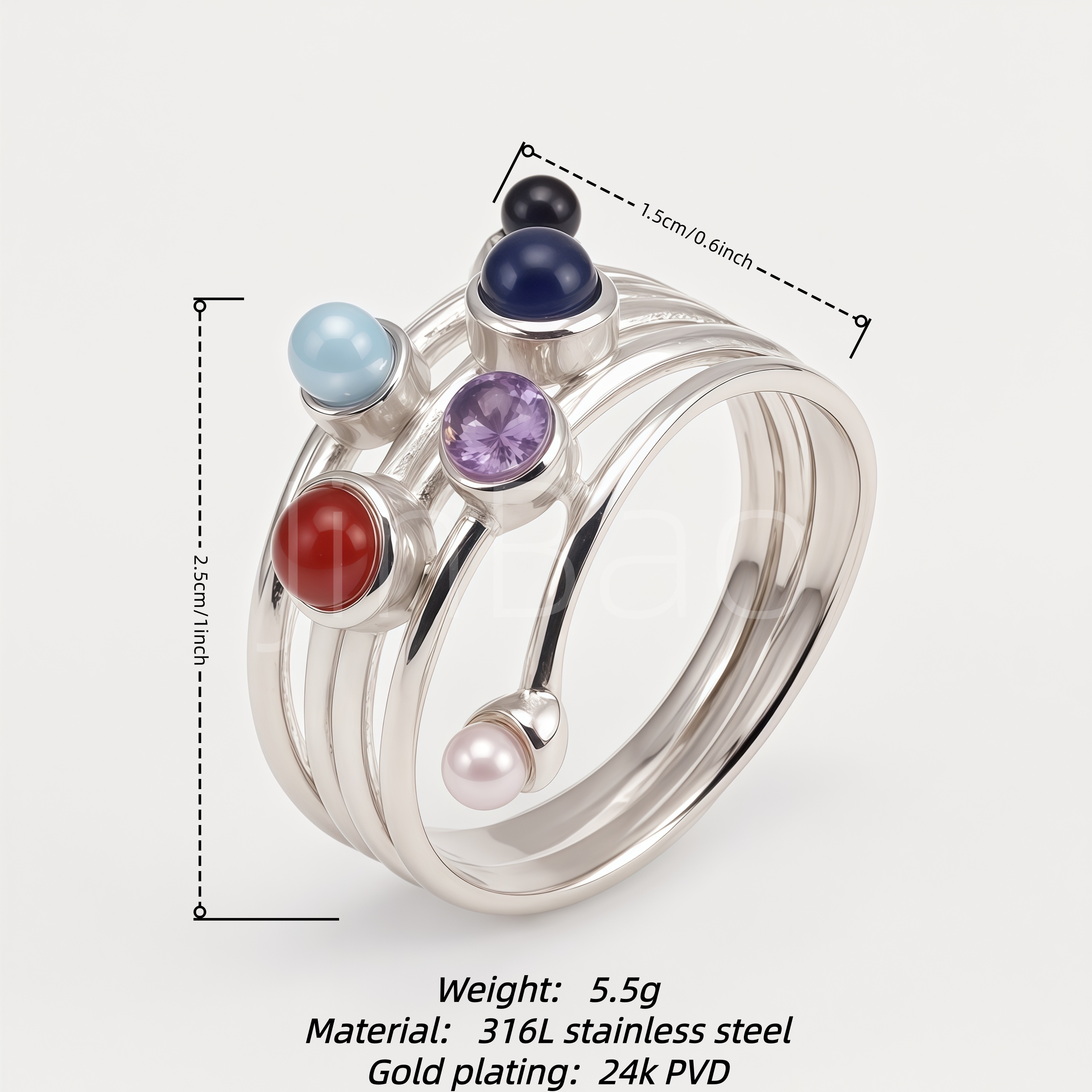 Modern Multi‑Strand Colorful Gem Women Ring | E00563