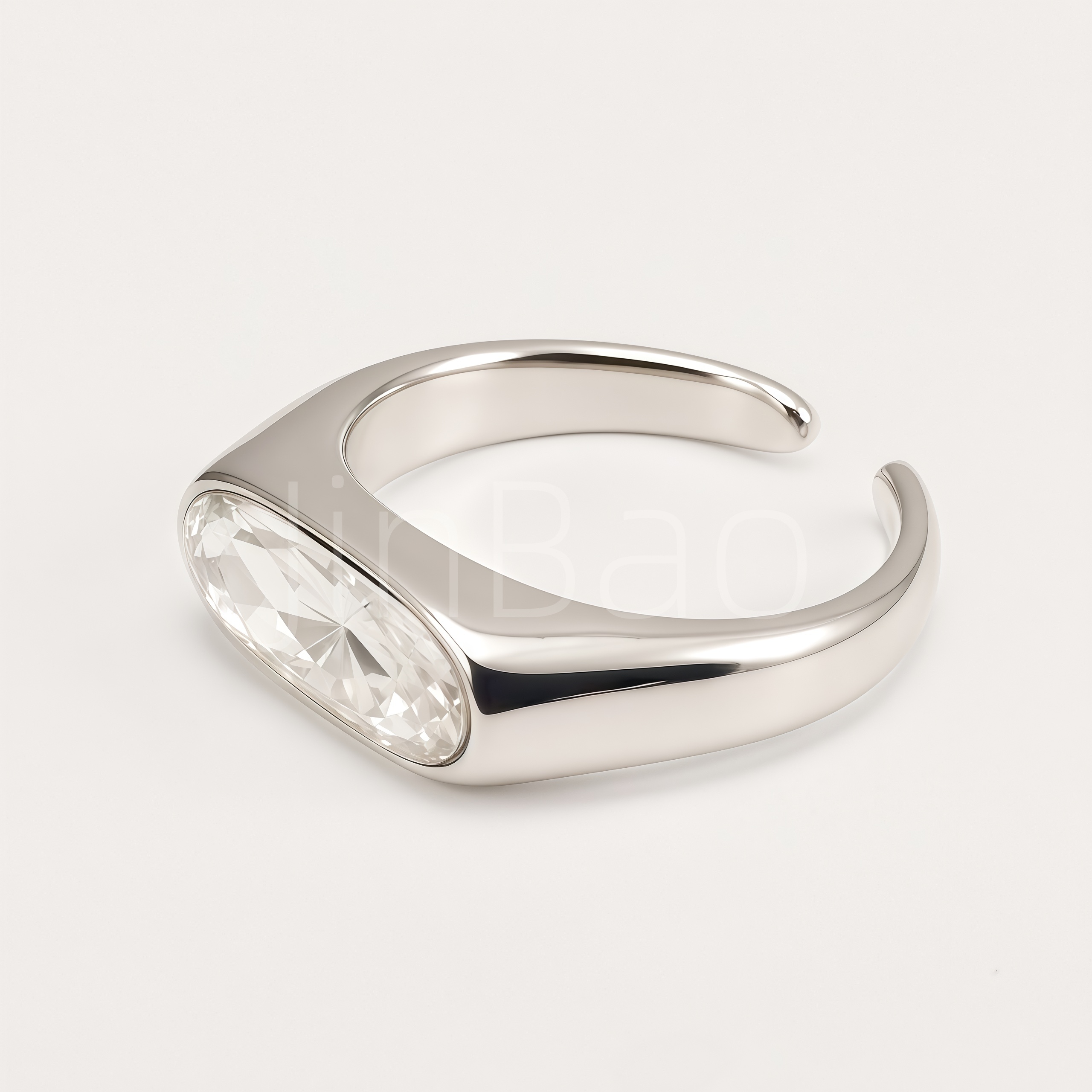 Sleek Minimalist Long Oval Women Ring | E00562G