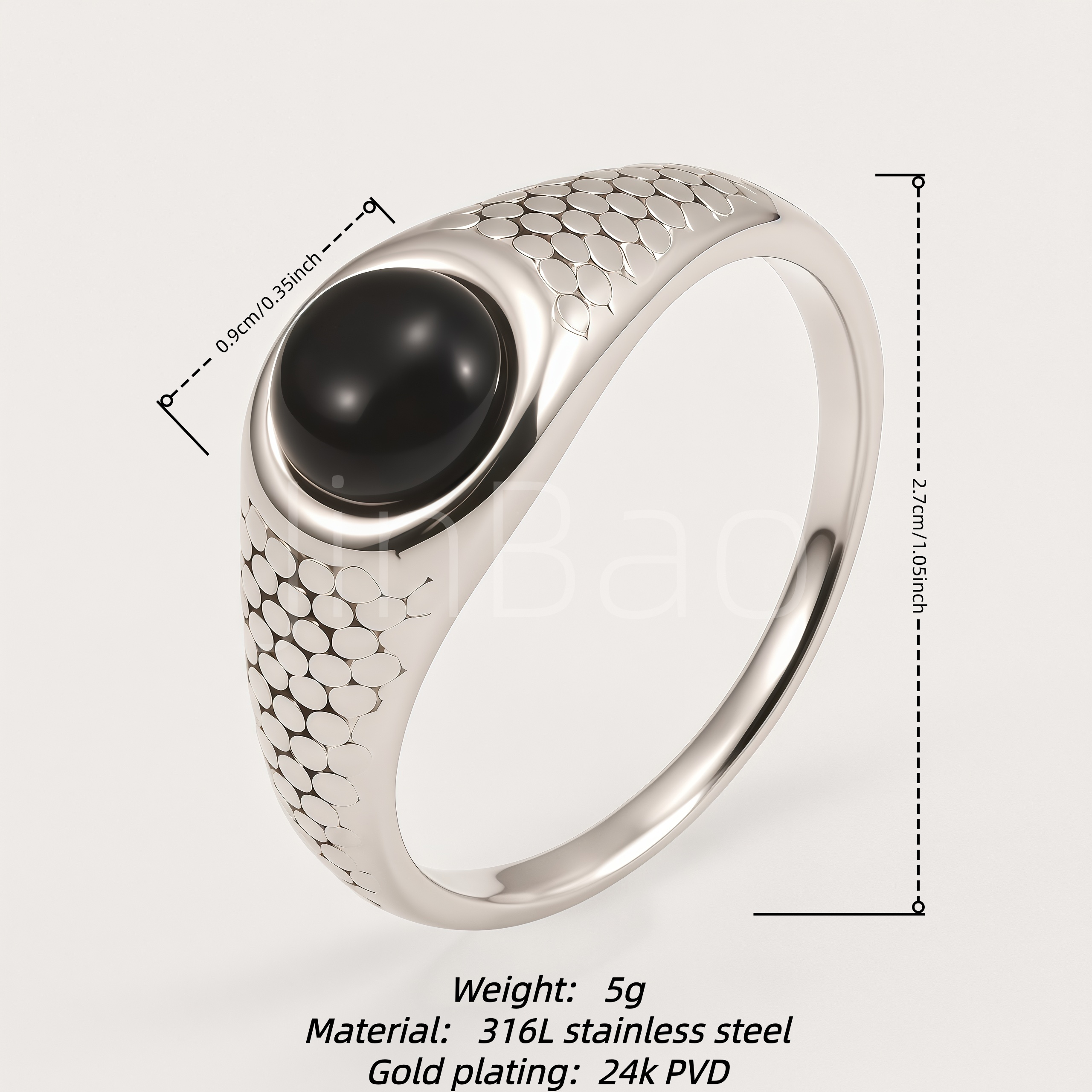 Minimalist Vintage Fish‑Scale Embossed Men Ring | B173