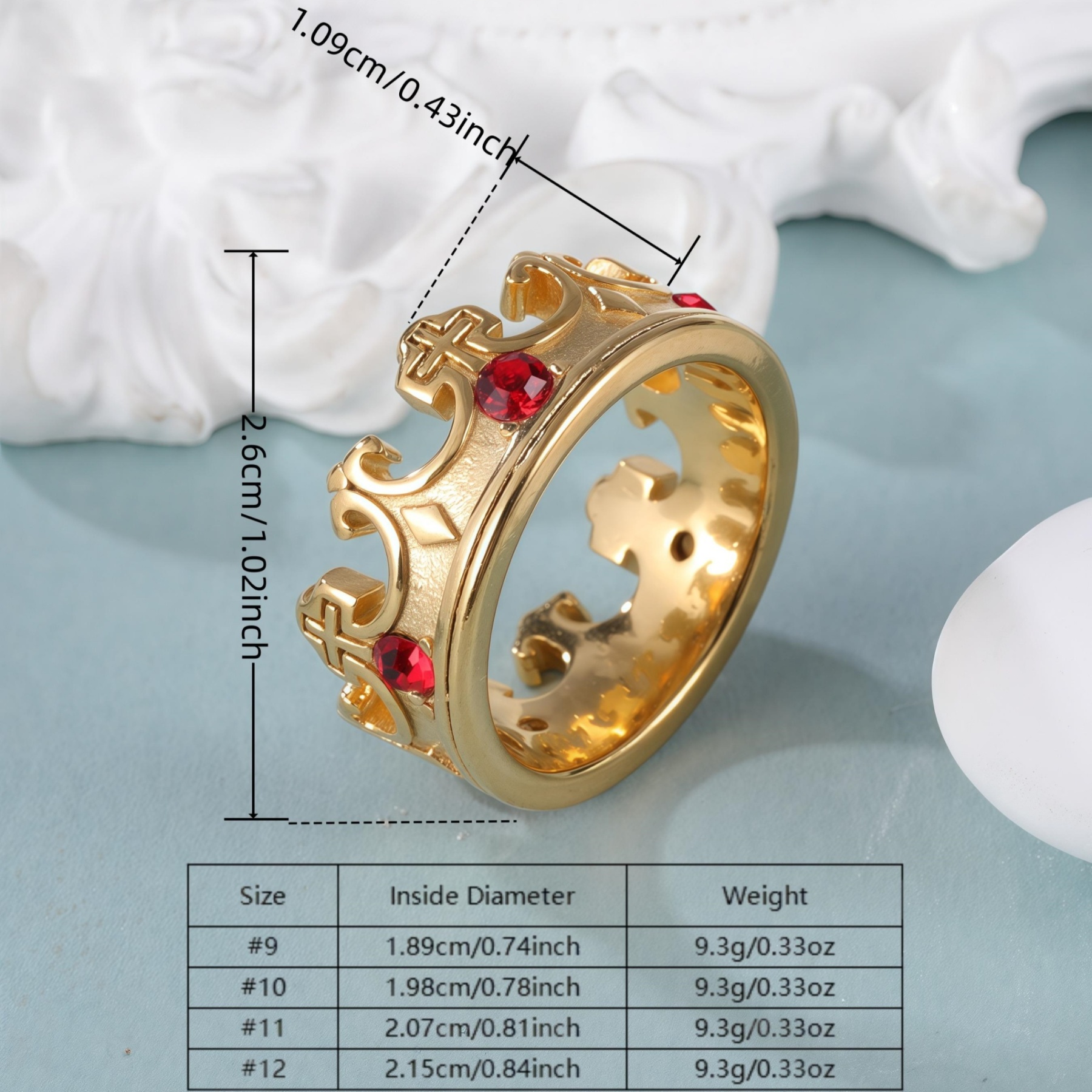 Vintage Cross Design Golden Crown Waterproof Ring丨LIUDZ-62-JinBaoJewerly