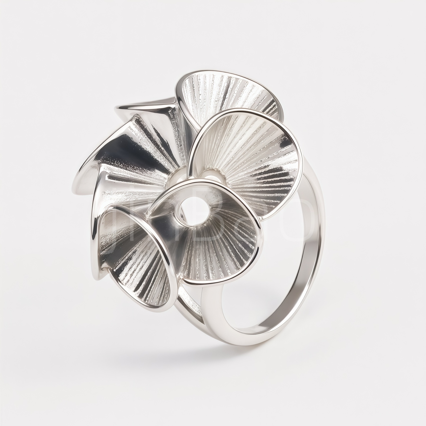 Oversized 3D Floral Glossy Gold Silver Women Finger Ring | E00506