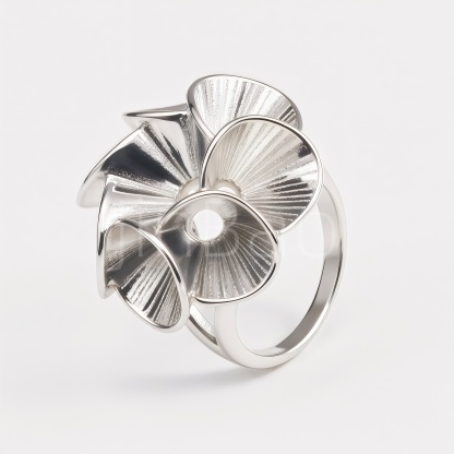 Oversized 3D Floral Glossy Gold Silver Women Finger Ring | E00506