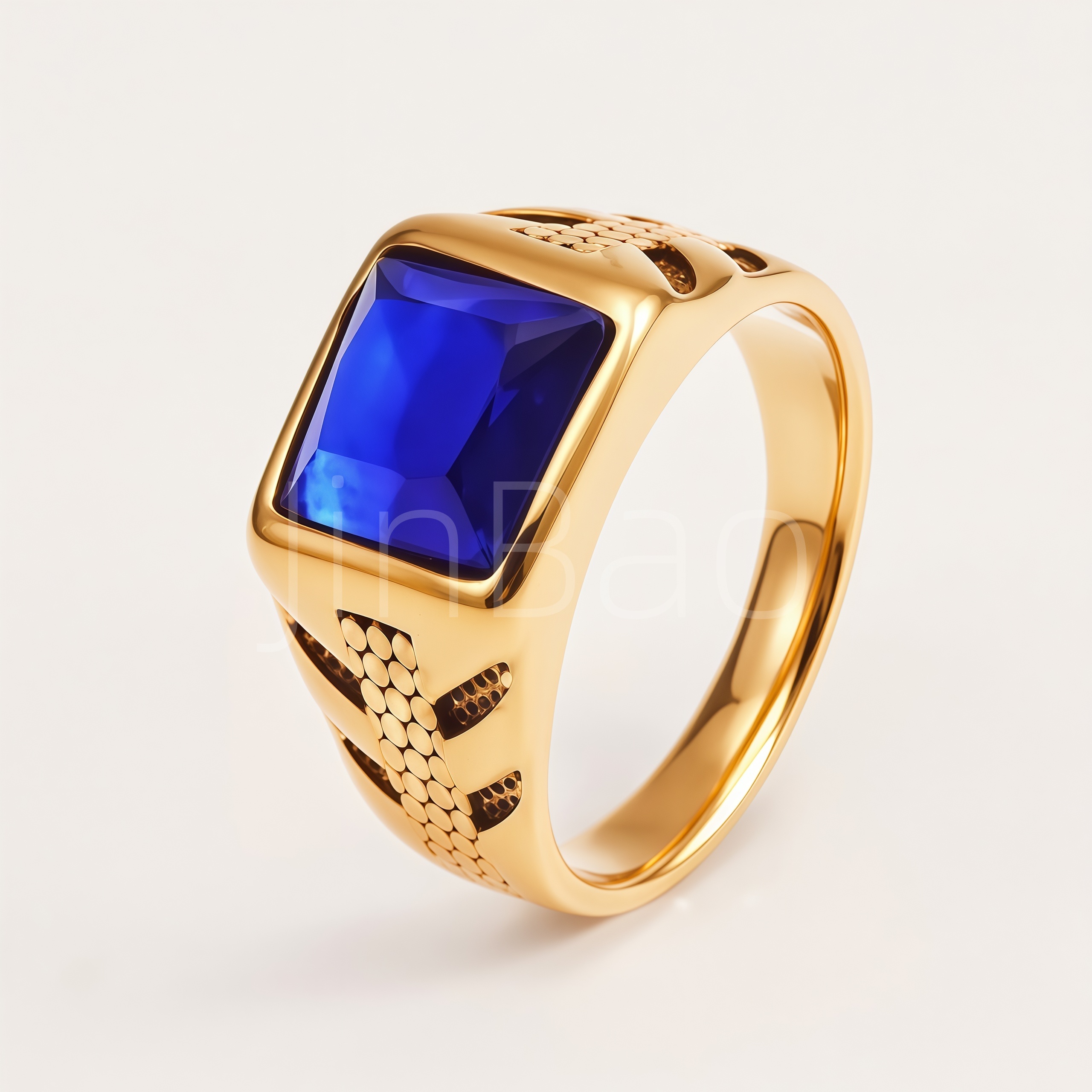 Square Colorful Crystal Signet Men's Ring | B120
