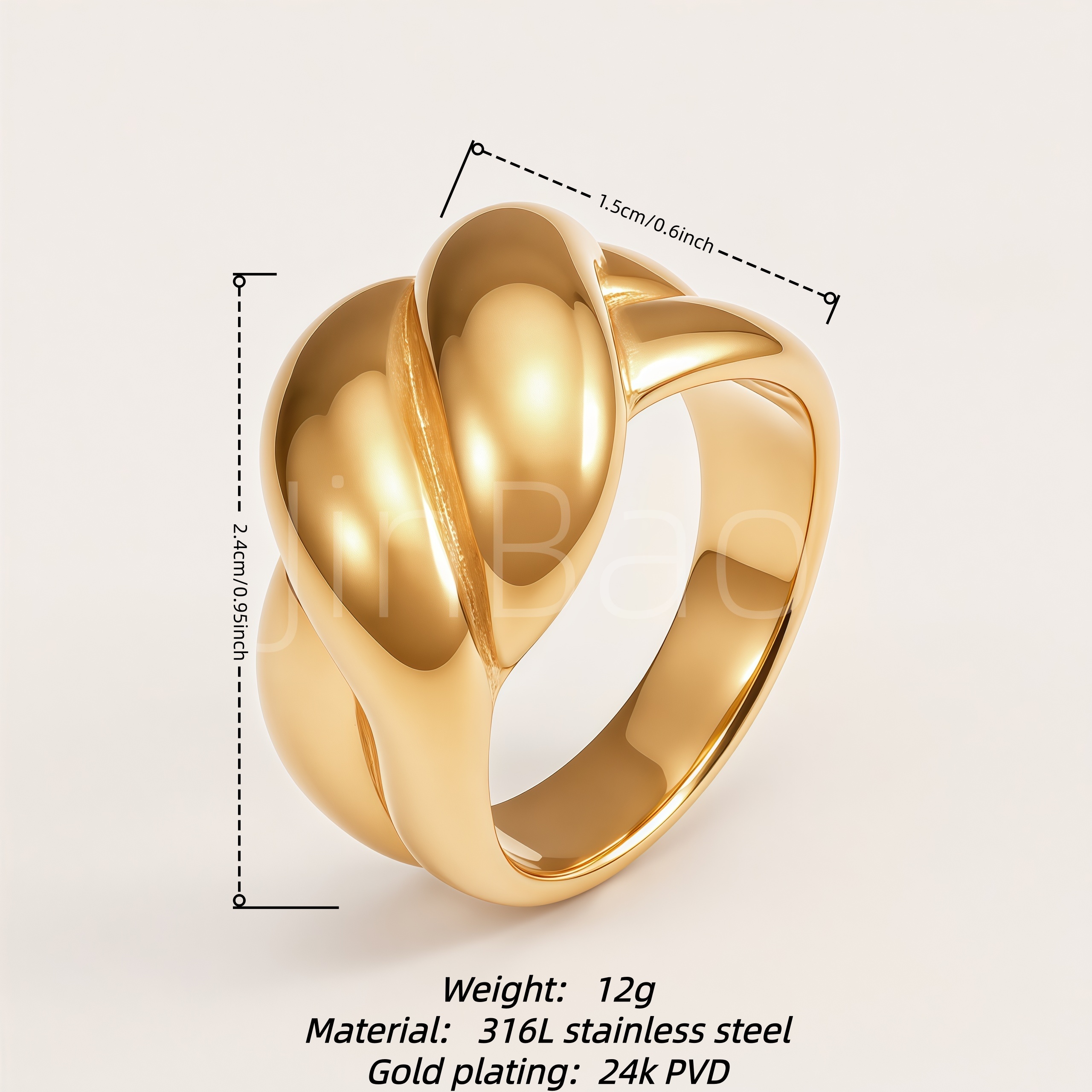 Chunky Twisted Cable Frost Detail Statement Ring for Women | E00503