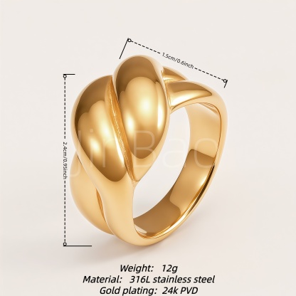 Chunky Twisted Cable Frost Detail Statement Ring for Women | E00503