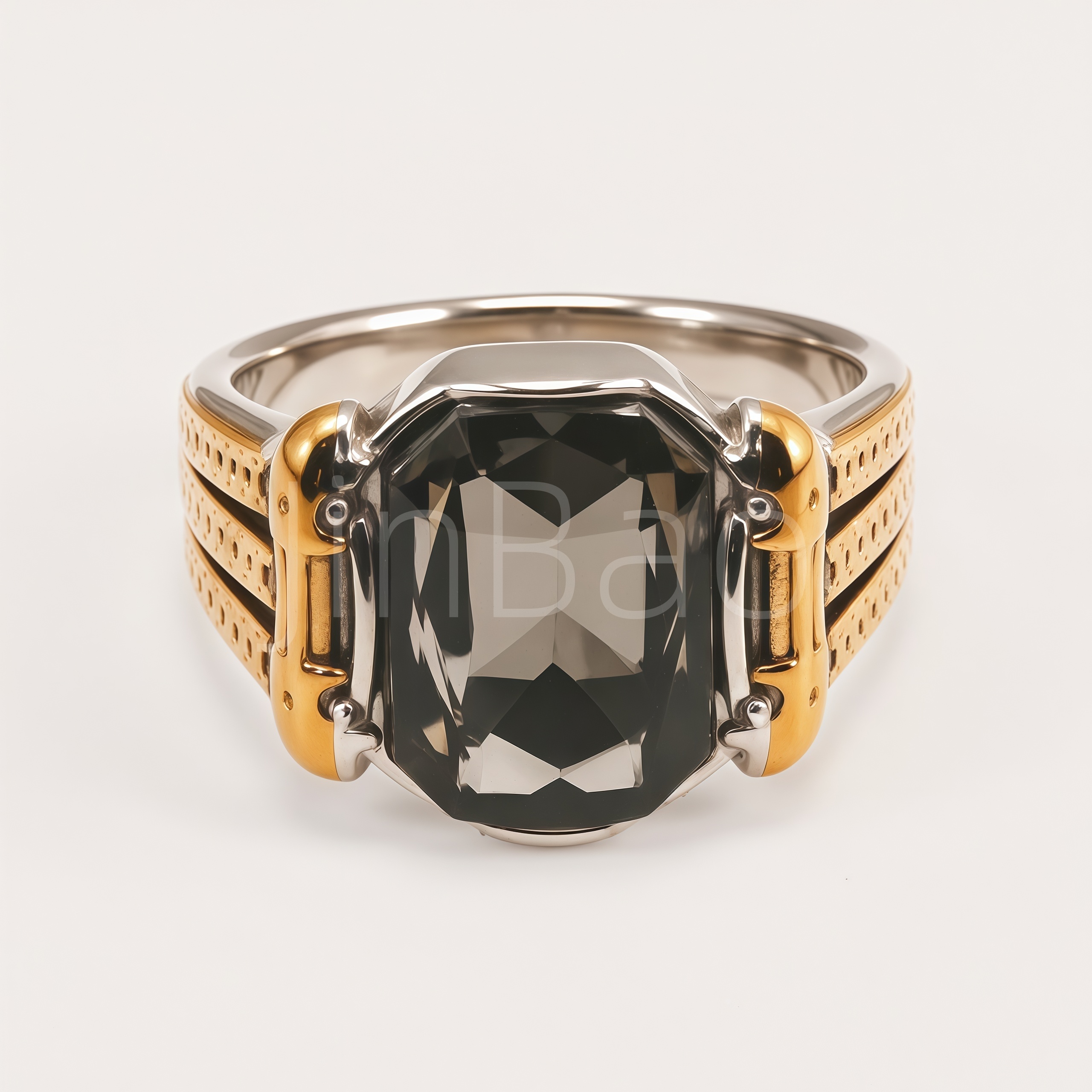 Modern Mechanical Smoky Grey CZ Men Ring | B209