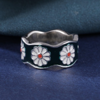 Vintage Floral Pattern Hip Hop Stainless Steel Men's And Women's Universal Ring丨G00861-JinBaoJewerly