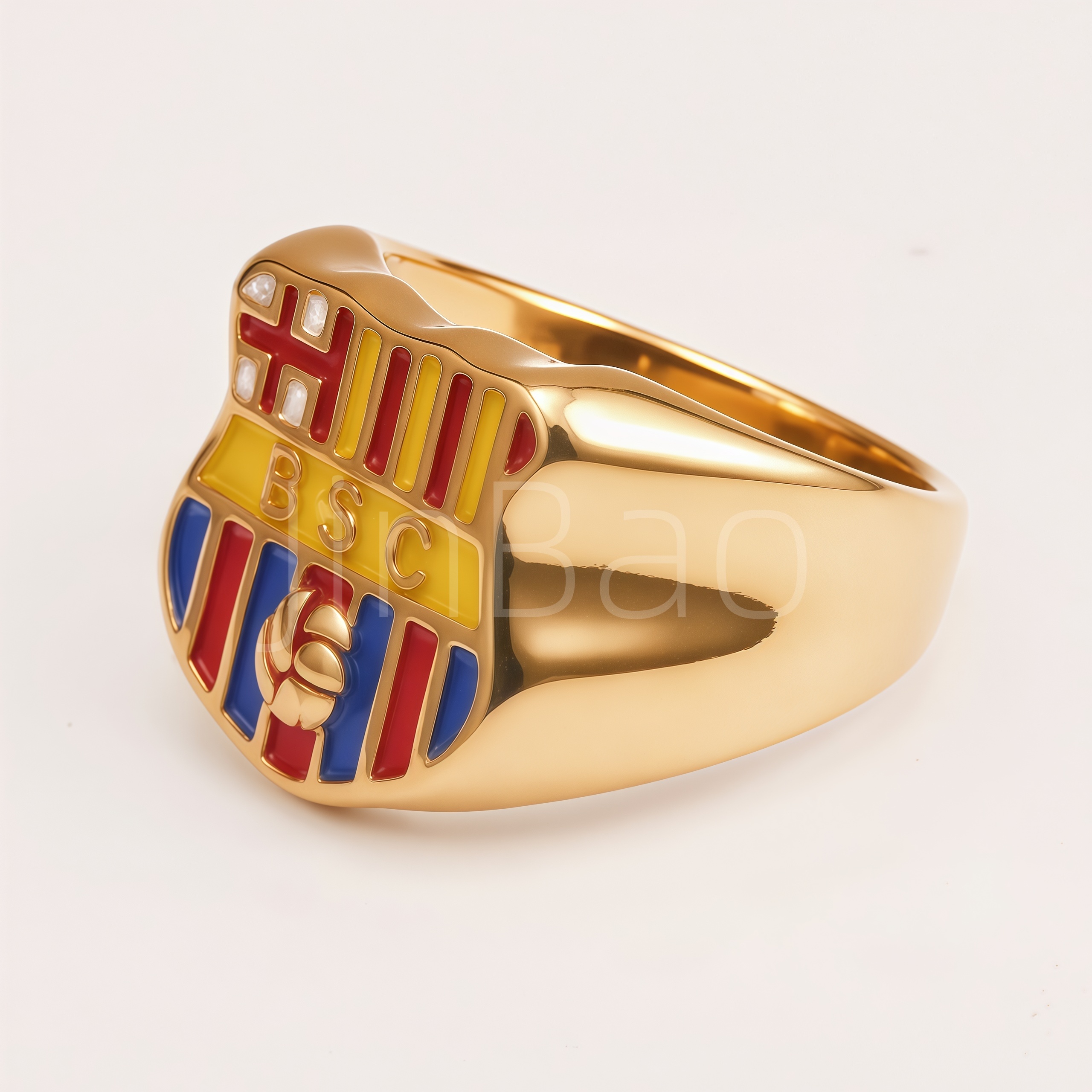 Barcelona Shield Crest Enamel Signet Ring for Men | D0067