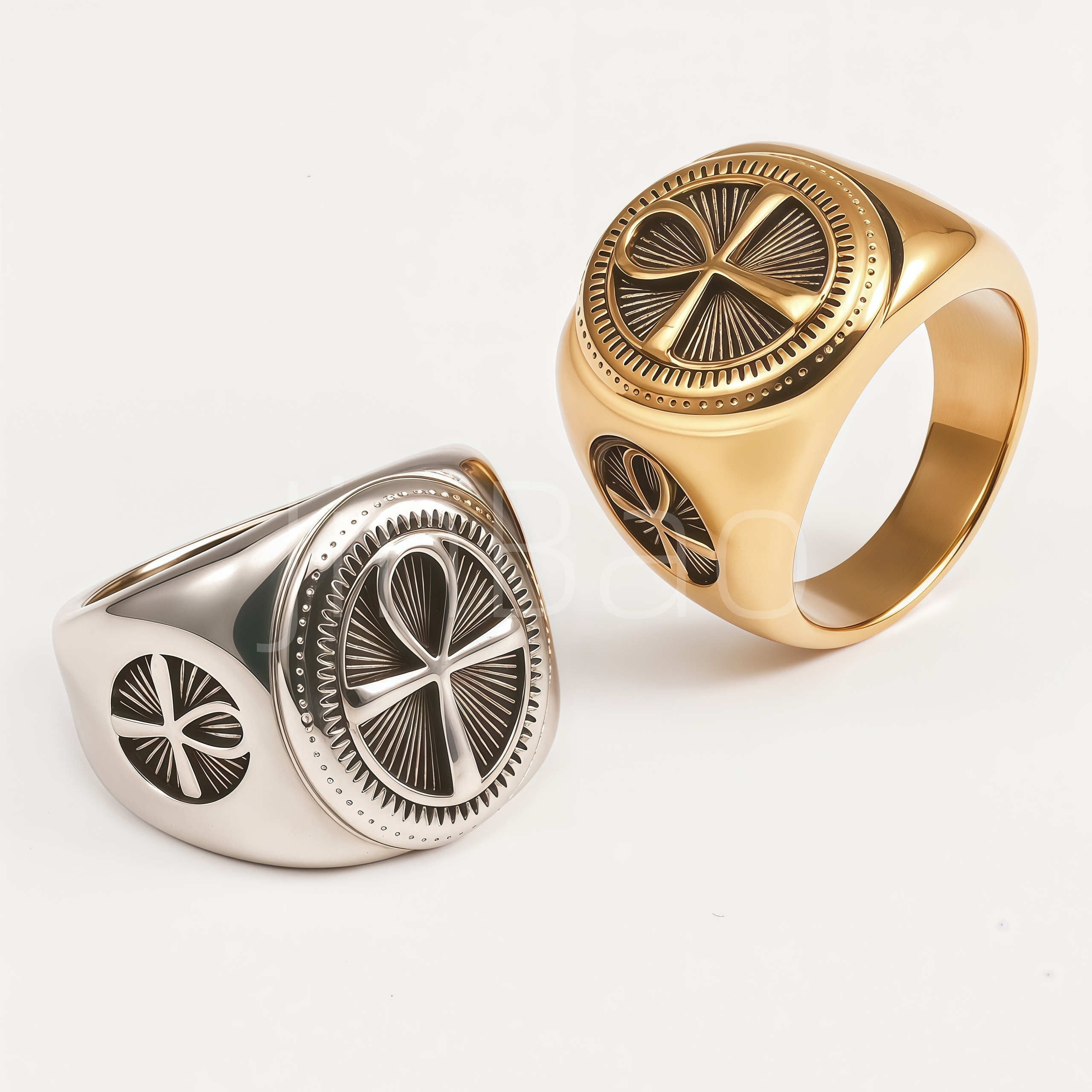 Vintage Egyptian Ankh Life Symbol Stainless Steel Men Ring | D0496