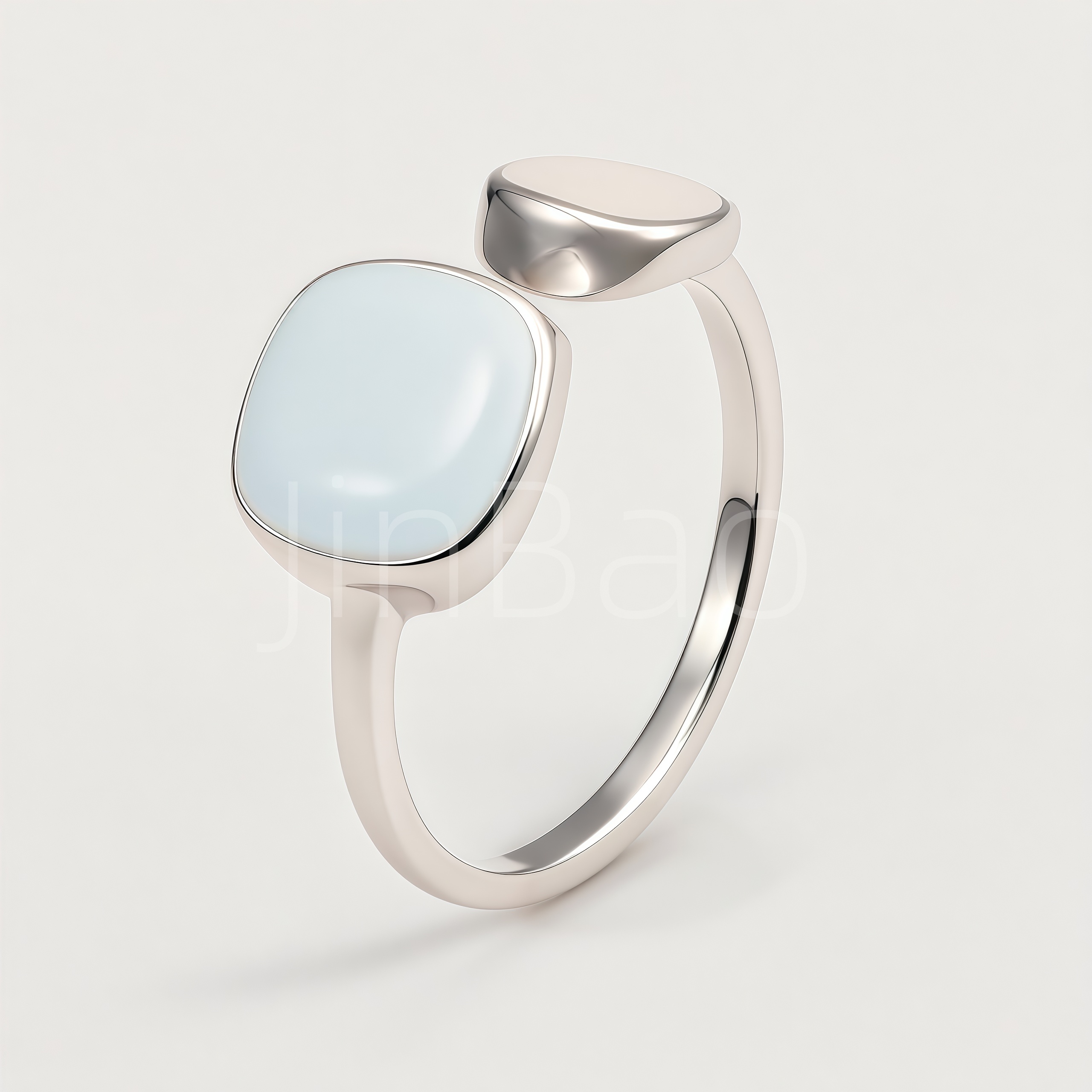 Asymmetric Light Blue Cushion Enamel Open Adjustable Ring | N00426