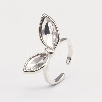 Cute Butterfly Bow Stainless Steel Women Open Finger Ring | 