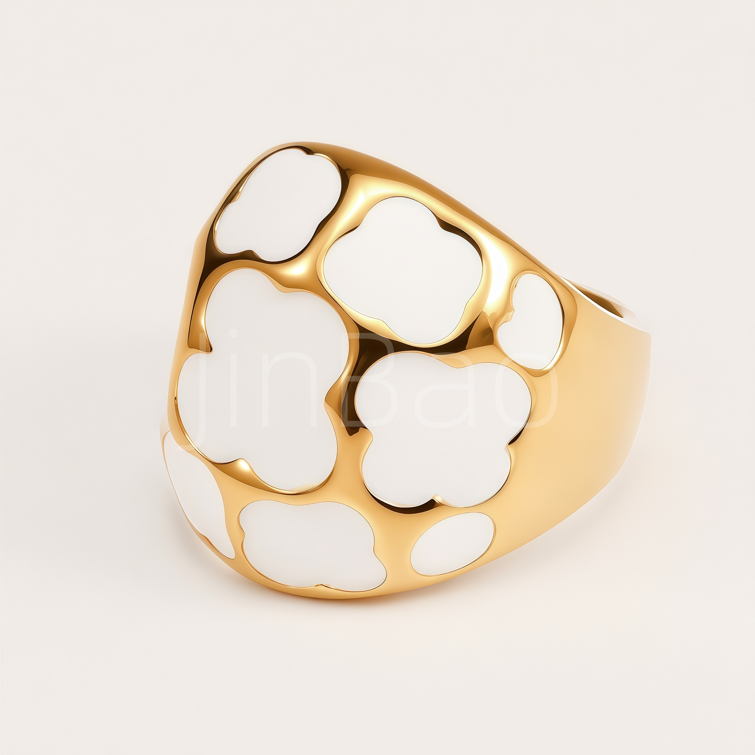 Vintage Clover Enamel Gold‑Tone Stainless Steel Women Finger Ring