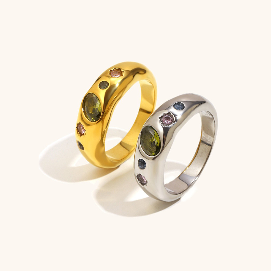 18K gold-plated zircon stainless steel ring for women