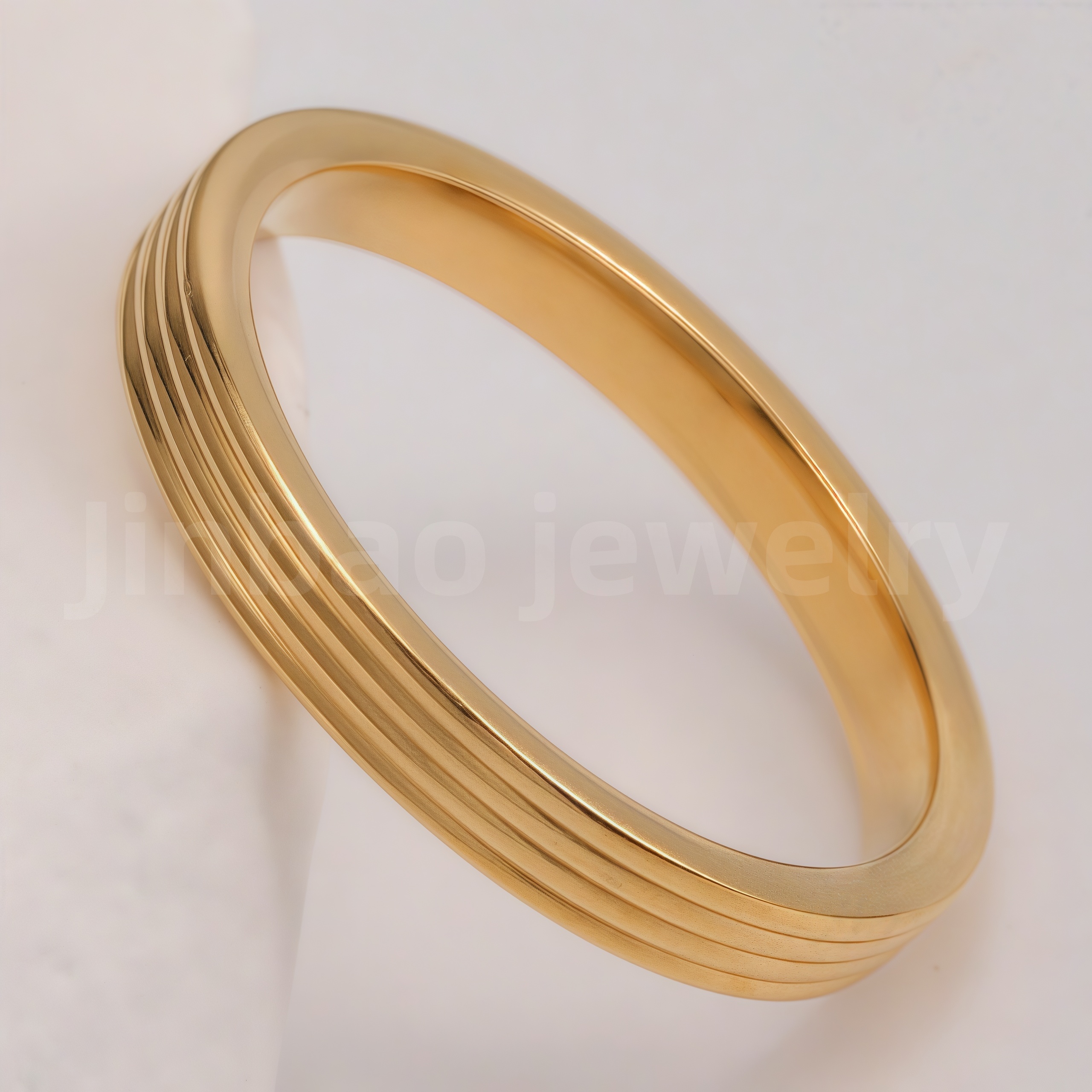 24K Gold-Plating Stainless Steel Personalized Various Crafts Men's Waterproof Ring  4MM-JinBaoJewerly