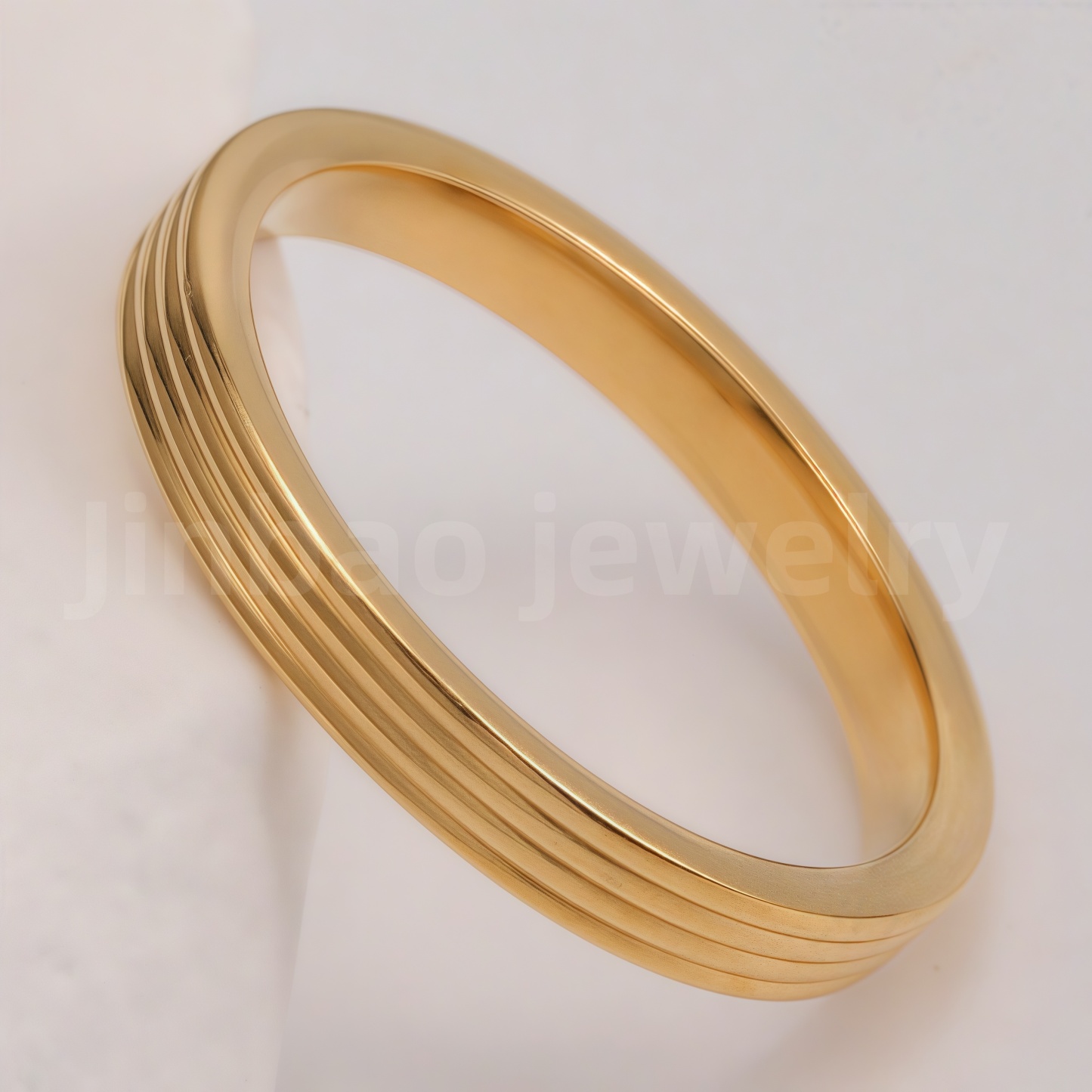 24K Gold-Plating Stainless Steel Personalized Various Crafts Men's Waterproof Ring  4MM-JinBaoJewerly