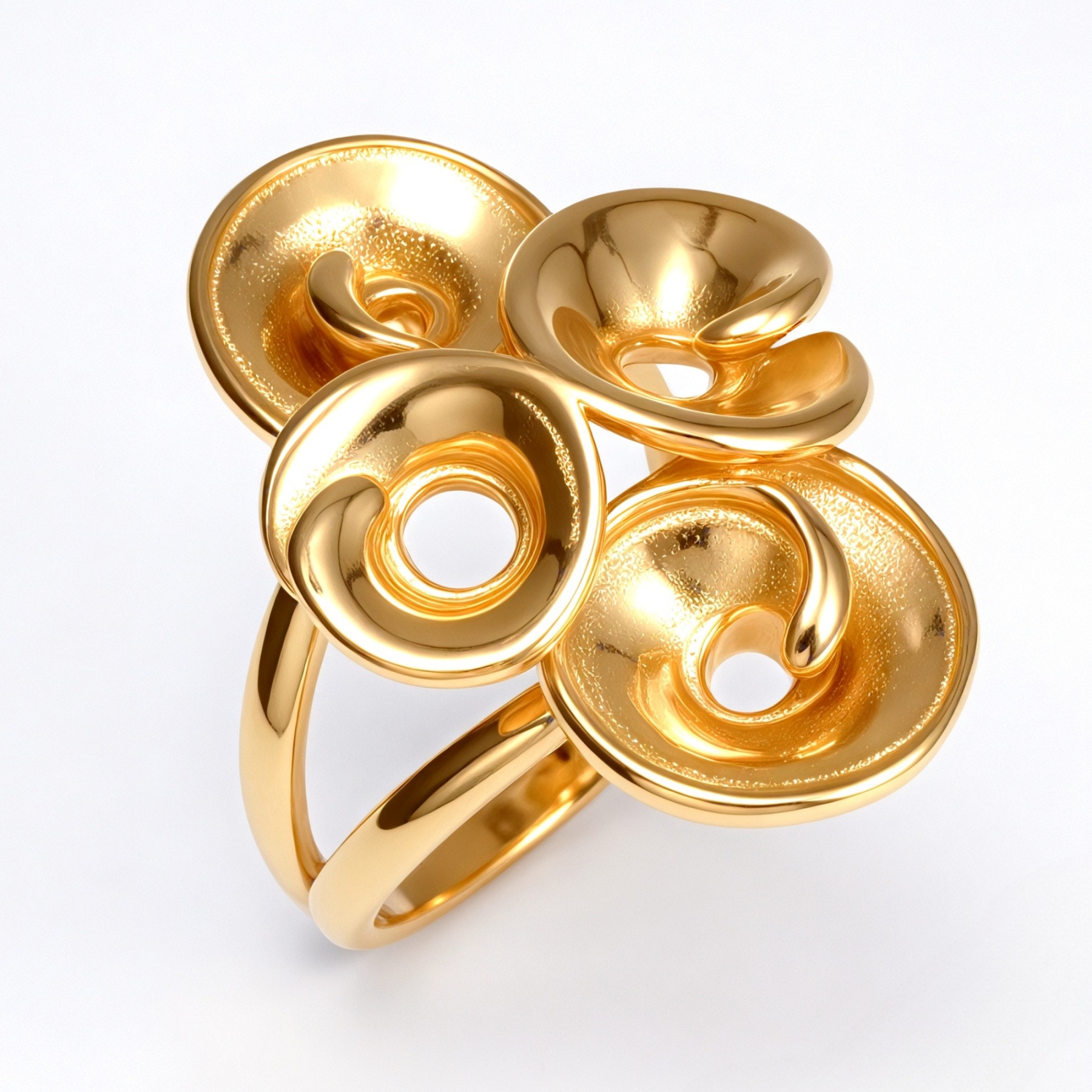 Metal Artistic Flower Ring - Trendy and Elegant Unisex Accessory | G004482-JinBaoJewerly