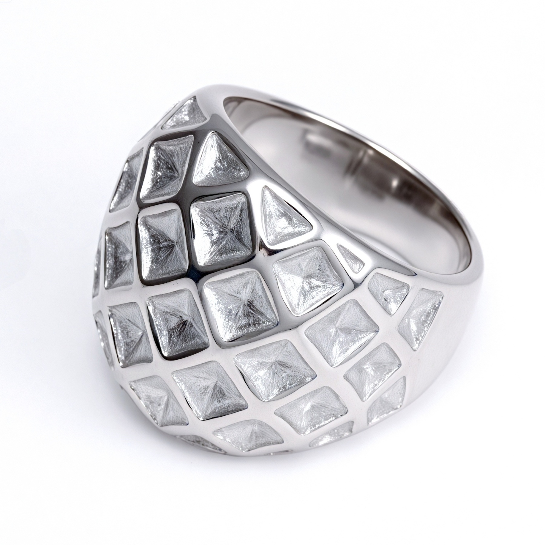 Metallic Texture Diamond - Pattern Ring - Trendy and Versatile Unisex Accessory | G003671-JinBaoJewerly