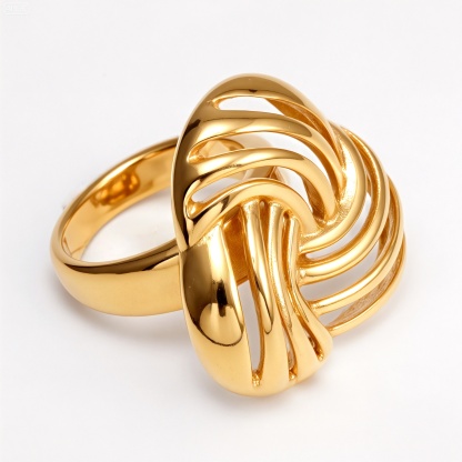 Metallic Texture Braided Knot Ring - Trendy and Versatile Unisex Accessory | G00344-JinBaoJewerly