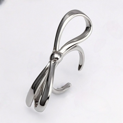 Gold/Silver Bow - Shaped Open Ring - Sweet and Stylish Jewelry | G004948-JinBaoJewerly