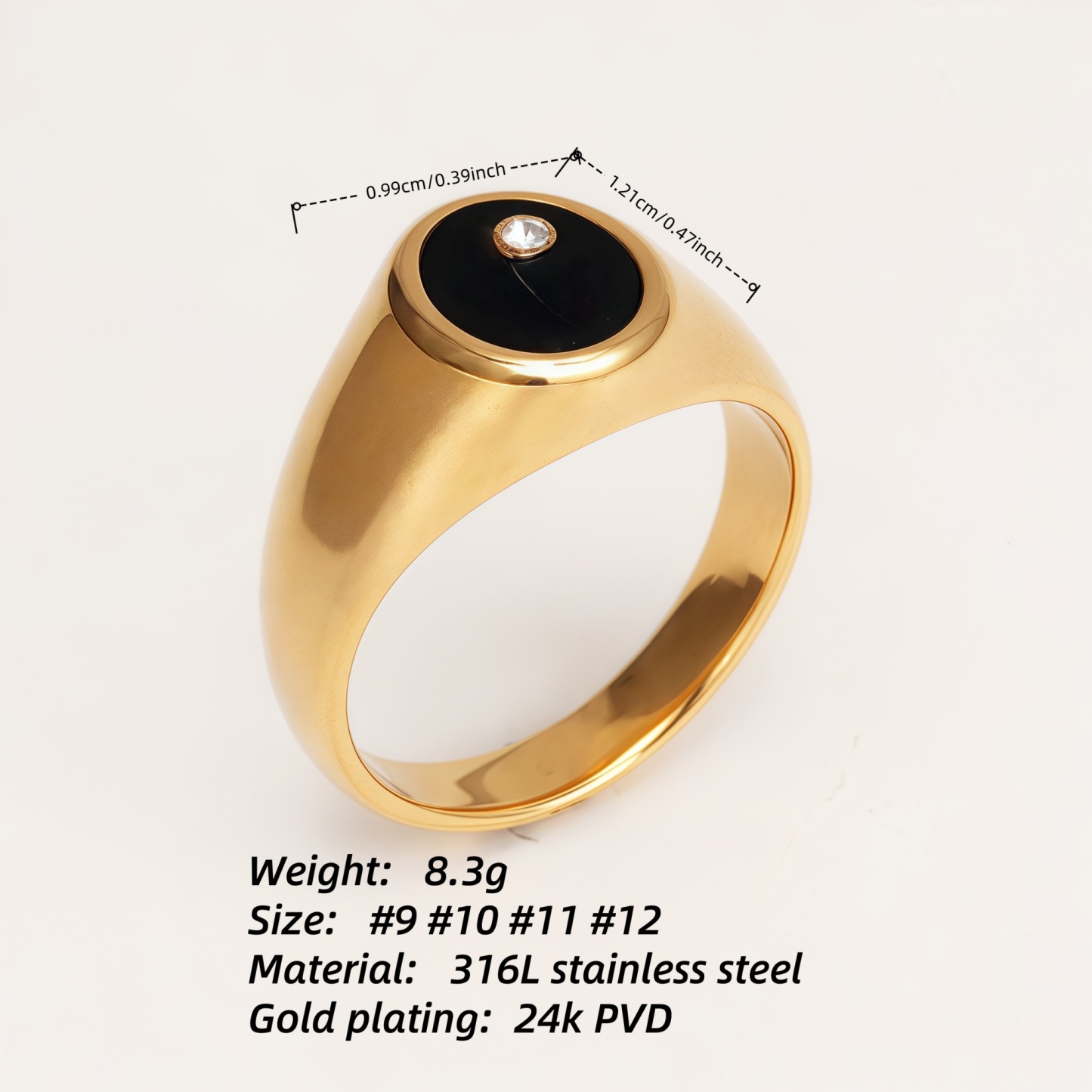 Classic Metal Black - Circle Ring - Trendy Unisex Accessory | QIDZ-1-JinBaoJewerly