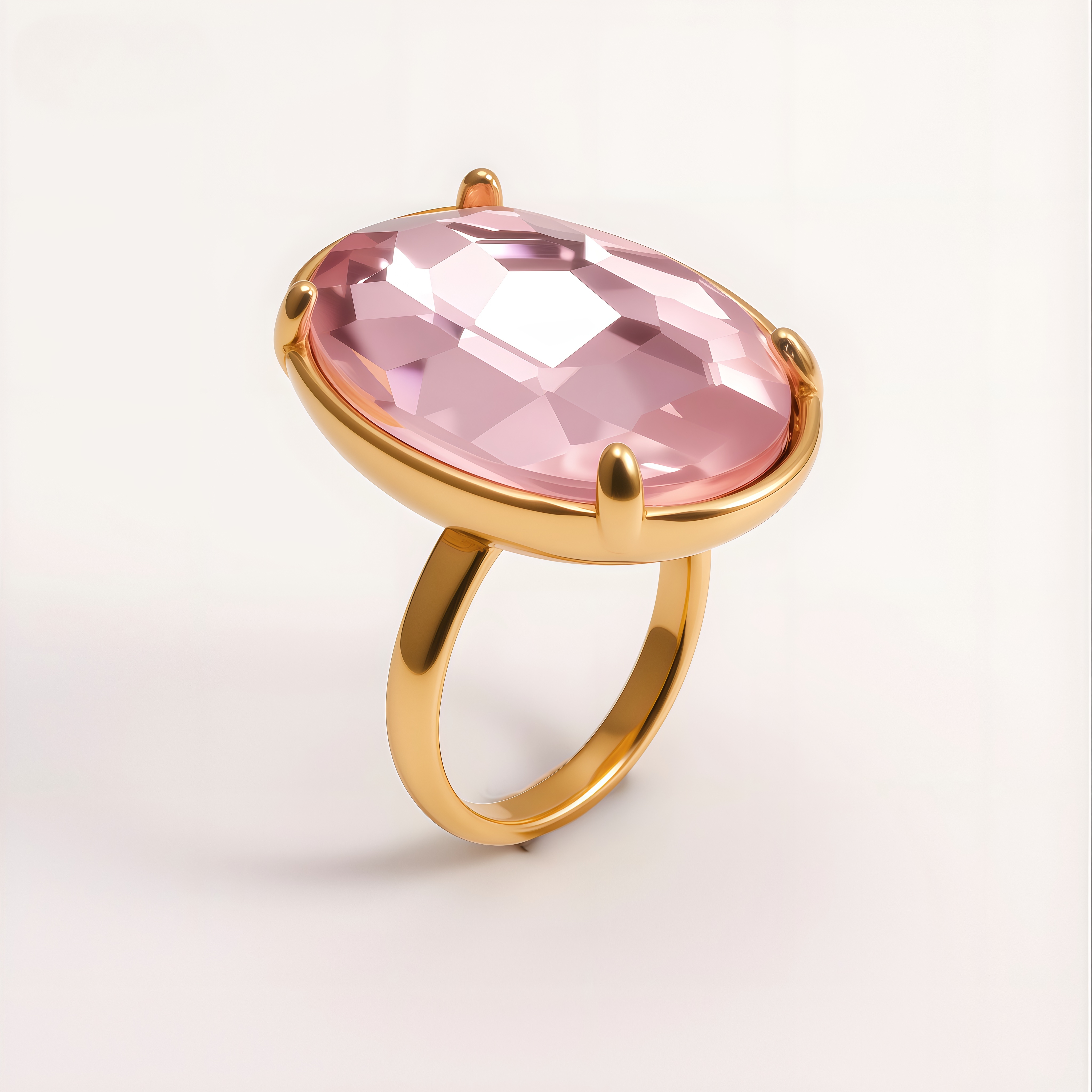 Gold Plated Stainless Steel Oval Citrine Gemstone Ring for Women Fashion for Party & Daily Wear