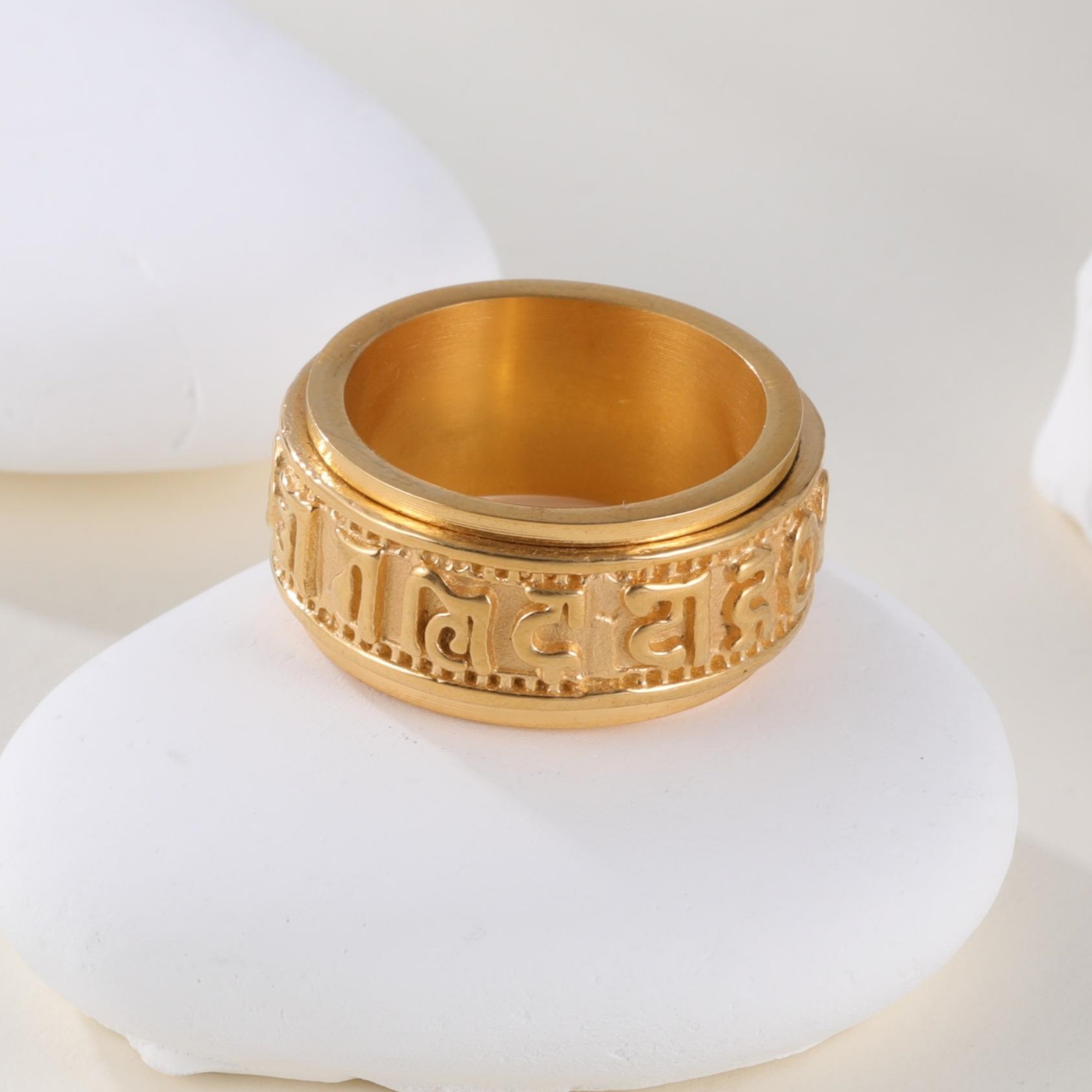 Vintage Scripture Design Transshipment Stainless Steel Men's Waterproof Ring 丨 N00471j-JinBaoJewerly