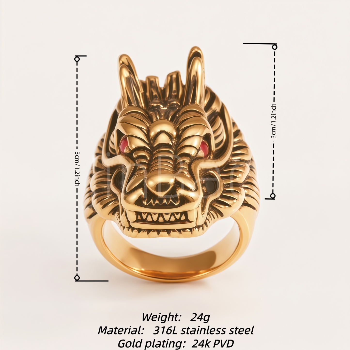 Retro 3D Dragon Head Stainless Steel Men Finger Ring | 