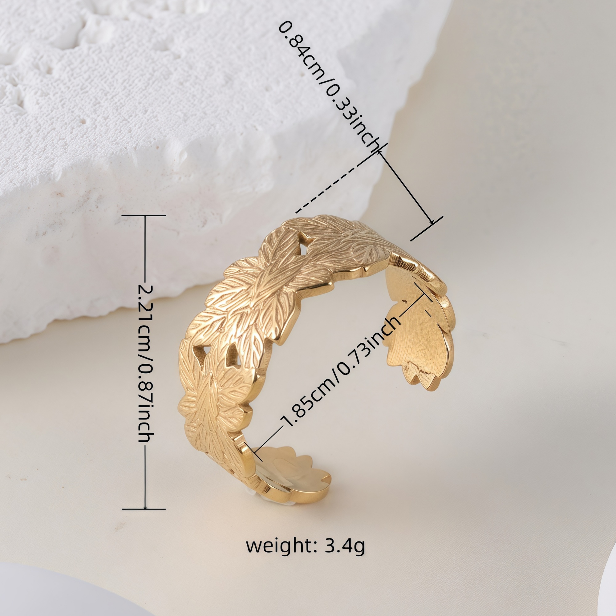 Simple And Atmospheric Leaf Design Stainless Steel Women's Waterproof Ring丨G001115-JinBaoJewerly