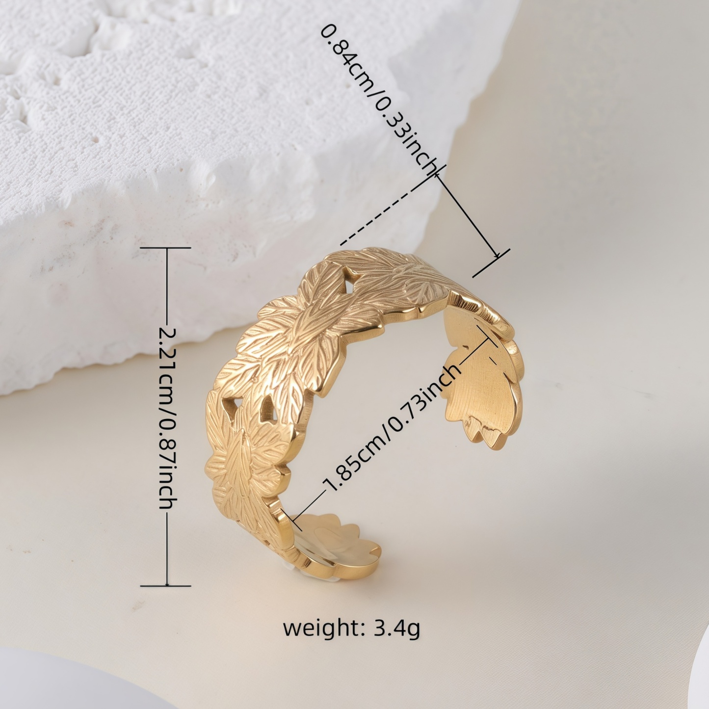 Simple And Atmospheric Leaf Design Stainless Steel Women's Waterproof Ring丨G001115-JinBaoJewerly