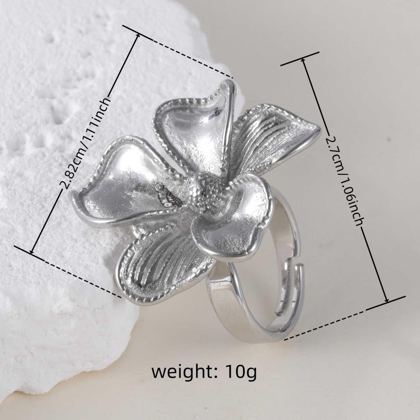 Elegant Flower Design Exquisite Female Stainless Steel Waterproof Ring丨G005765-JinBaoJewerly
