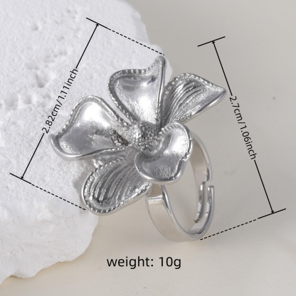Elegant Flower Design Exquisite Female Stainless Steel Waterproof Ring丨G005765-JinBaoJewerly